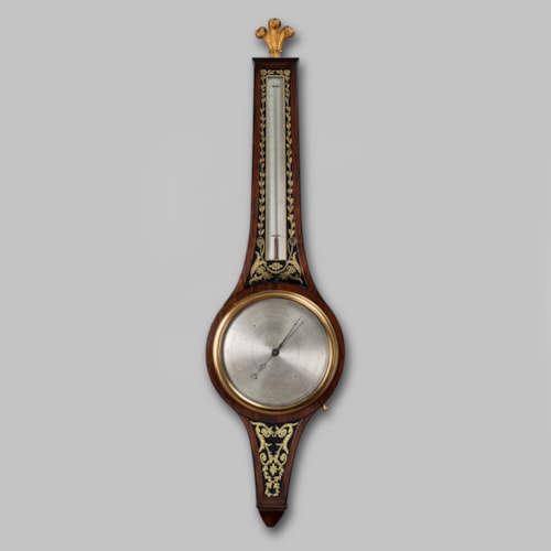 ANTIQUE SCOTTISH REGENCY VERRE ÉGLOMISÉ BAROMETER BY JOHN RUSSELL OF FALKIRK